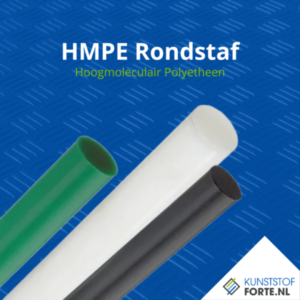 HMPE rondstaf met een gladde afwerking, ideaal voor slijtvaste en duurzame toepassingen in technische constructies.