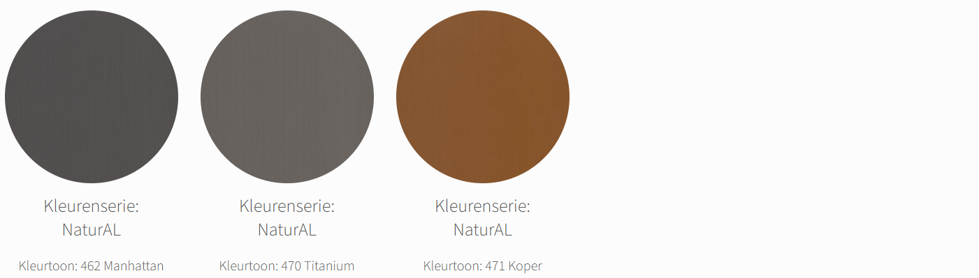 Alucobond Naturel plaatmateriaal met een natuurlijke metalen uitstraling, geschikt voor gevel- en interieurtoepassingen.