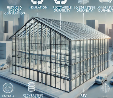 Polycarbonaat kanaalplaat, ideaal voor duurzaam bouwen, met lichtdoorlatende en isolerende eigenschappen.